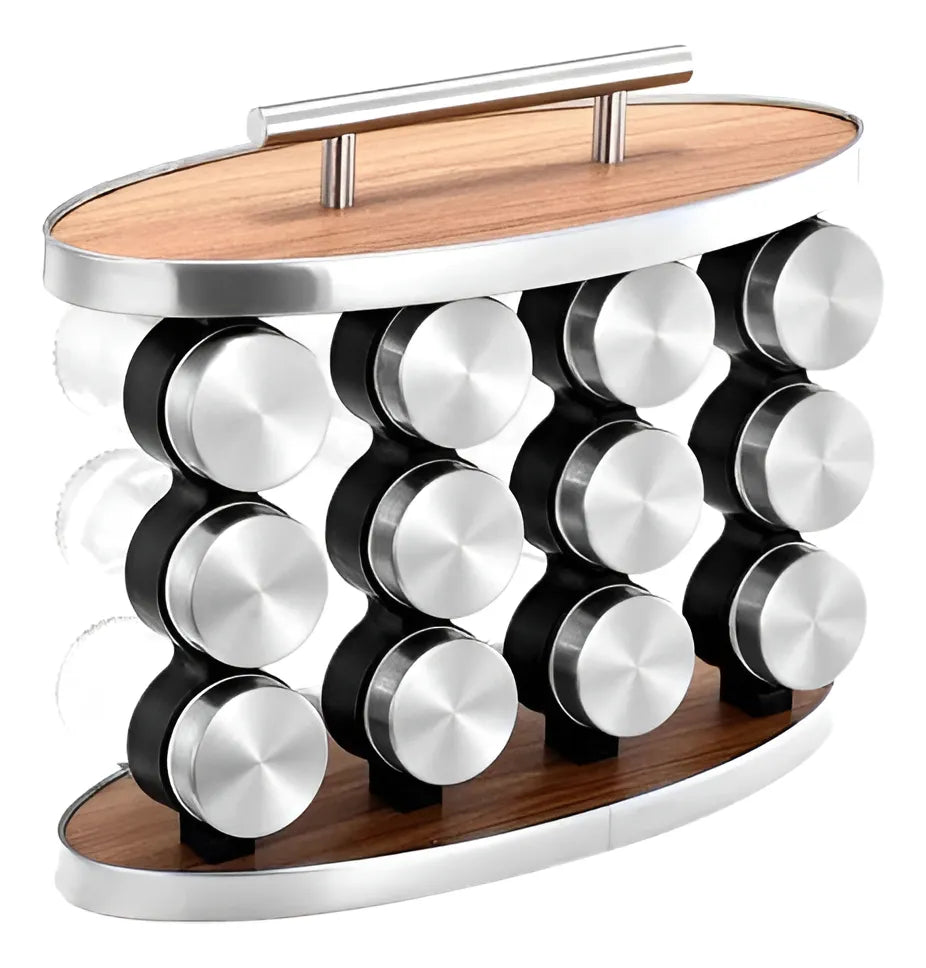 Especiero x 12 en Madera y Vidrio